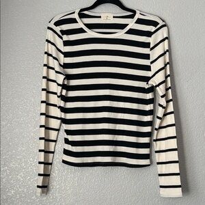 T.La Black and Cream Striped Long Sleeve Tee